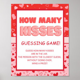 Alla hjärtans dag Kisses Guessing Game Sign Poster