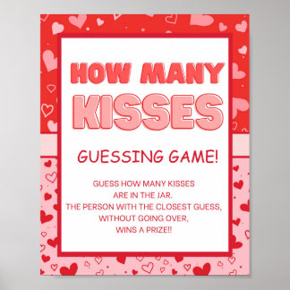 Alla hjärtans dag Kisses Guessing Game Sign Poster