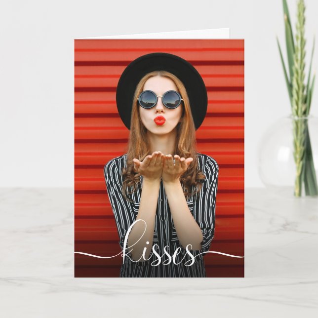 Alla hjärtans dag Kisses med fotot Kort (Framsida)