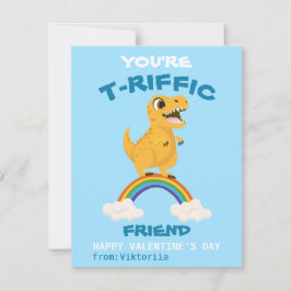 Alla hjärtans dag klassrum barn dinosaurie regnbåg julkort