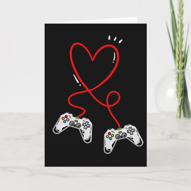 Alla hjärtans dag Kontroller Hjärtat Video Game Sp Kort (Framsida)