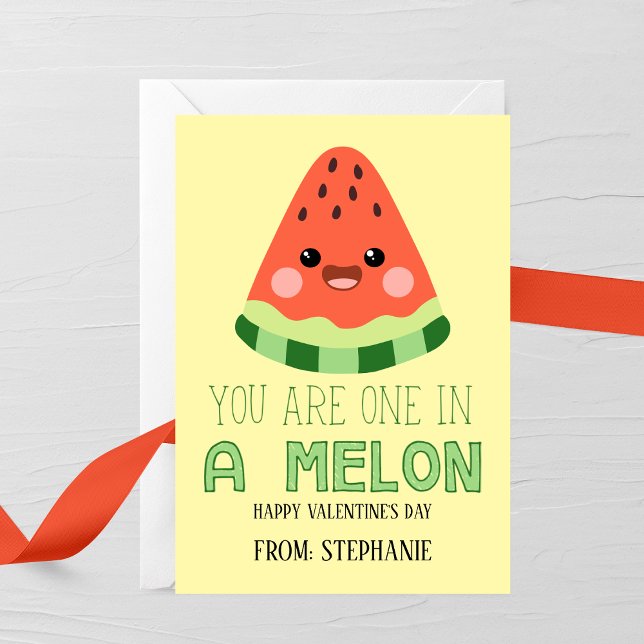 Alla hjärtans dag-kort för barn med melon anteckningskort (Skapare uppladdad)