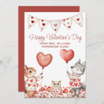 Alla hjärtans dag-kort från lärare till klass