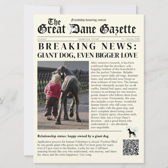 alla hjärtans dag-kort Great Dane-ironí Julkort (Framsida)