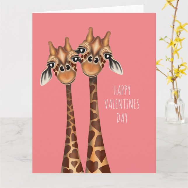 Alla hjärtans dag-kort - Loving Giraffes Kort (Gul blomma)