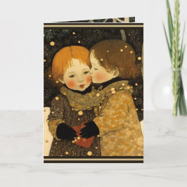 Alla hjärtans dag-kort söt i skogen pojke flicka kort