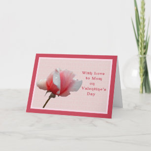 Alla hjärtans dag-kort till mamma med rosa ros helgkort