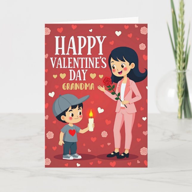 Alla hjärtans dag-kort till mormor kort (Framsida)