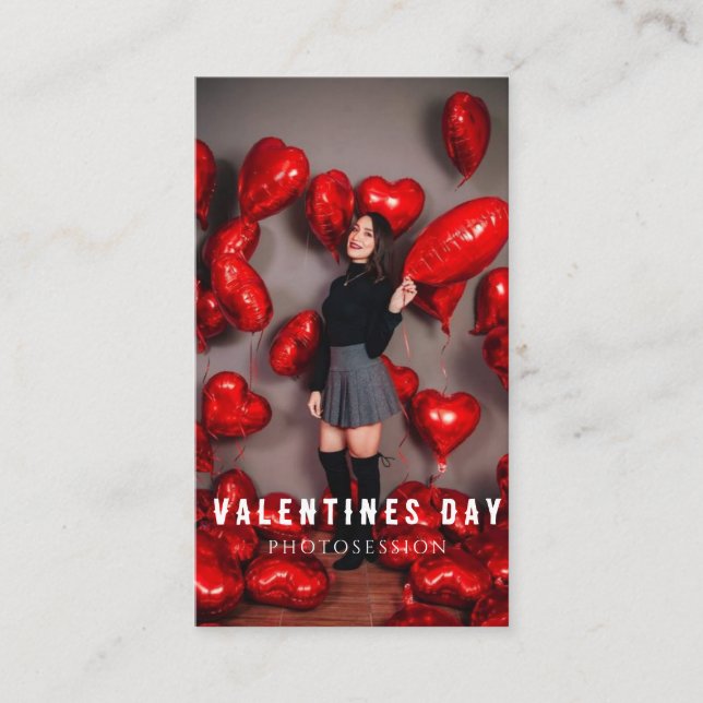 Alla hjärtans dag, kvinnofotosession visitkort (Framsida)