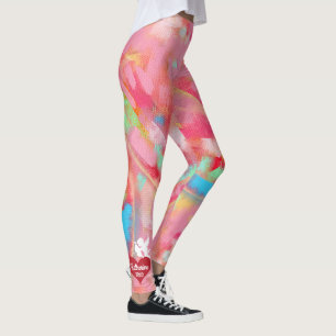 Alla hjärtans dag Lägg till Namn Cupid Heart Rosa Leggings