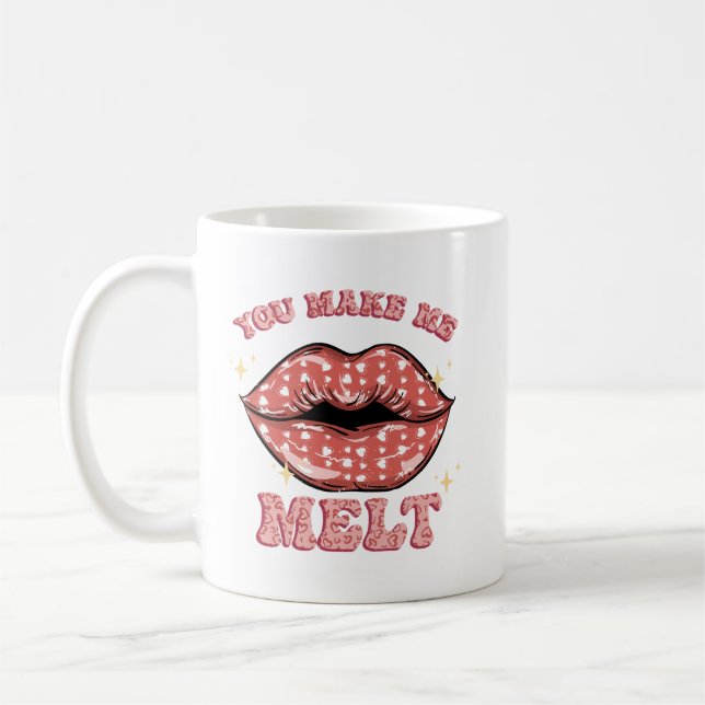 Alla hjärtans dag Läppar Kiss gör mig Melt Kaffemugg (Vänster)