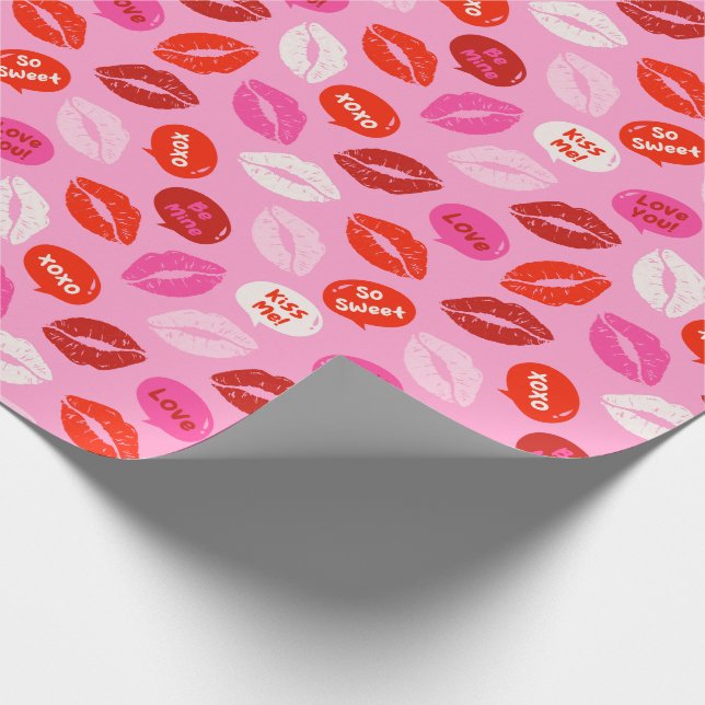 Alla hjärtans dag Läppar med text om rosa Presentpapper (Hörn)