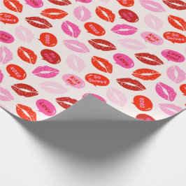 Alla hjärtans dag Läppar med text på kräm Presentpapper