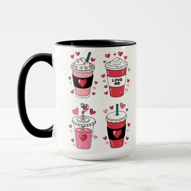Alla hjärtans dag Latte Kaffeälskare Mugg (Vänster)