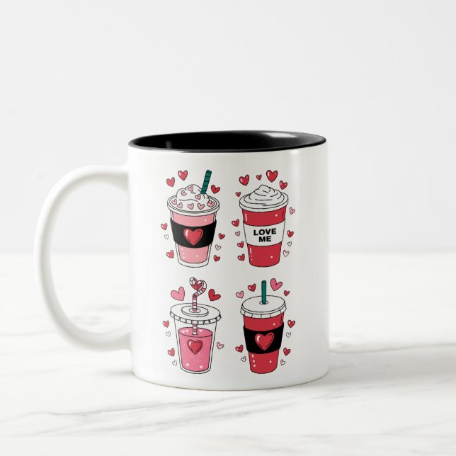Alla hjärtans dag Latte Kaffeälskare Två-Tonad Mugg (Vänster)