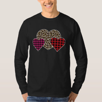 Alla hjärtans dag Leopard Buffalo Rutiga Hjärtan B T Shirt