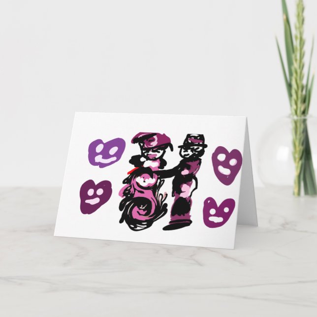 alla hjärtans dag lila kärlek  kort (Framsida)