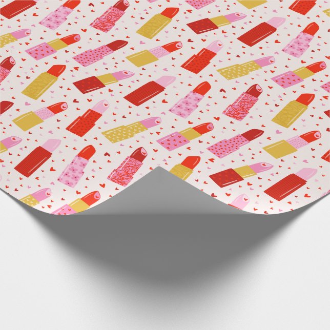 Alla hjärtans dag Lipsticks på grädde Presentpapper (Hörn)