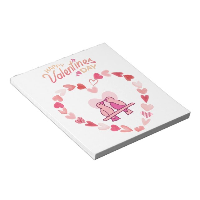 Alla hjärtans dag Love birds Rosa Hjärtat Utandnin Anteckningsblock (Vinklad)