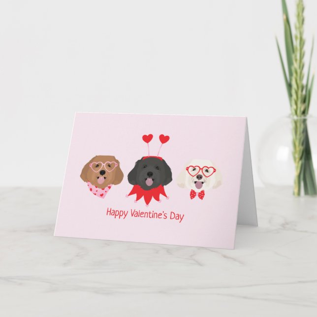Alla hjärtans dag Maltipoo Hundar Helgkort (Framsida)