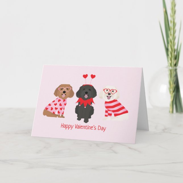 Alla hjärtans dag Maltipoo Hundar Helgkort (Framsida)