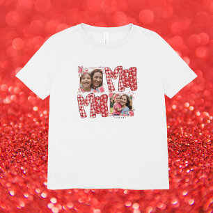Alla hjärtans dag Mamma och barn röda rutmönstrade T Shirt