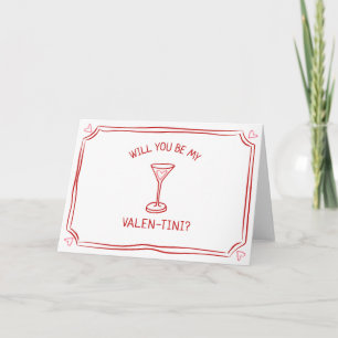 Alla hjärtans dag Martini Whimsical Red and Rosa Kort