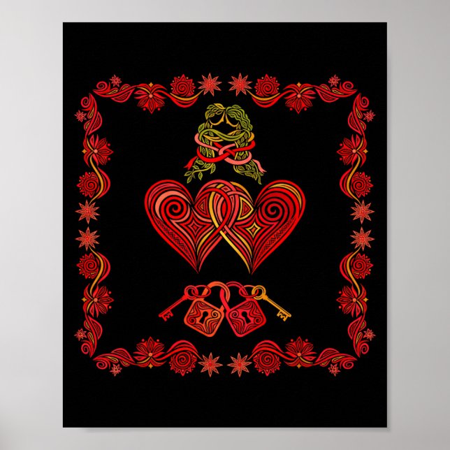 Alla hjärtans dag Matchande Par Hjärtformade Pyjam Poster (Framsidan)