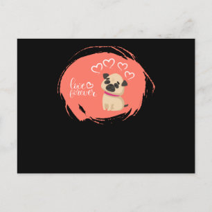 Alla hjärtans dag med Cute Pug Hund Vykort