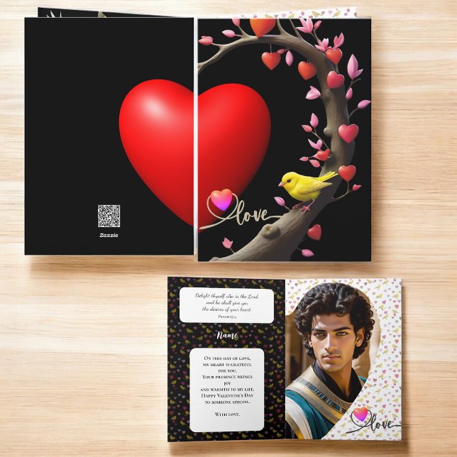 Alla hjärtans dag med kanariefågel helgkort (Skapare uppladdad)