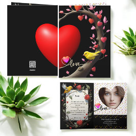 Alla hjärtans dag med kanariefågel helgkort