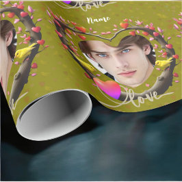 Alla hjärtans dag med kanariefågel presentpapper