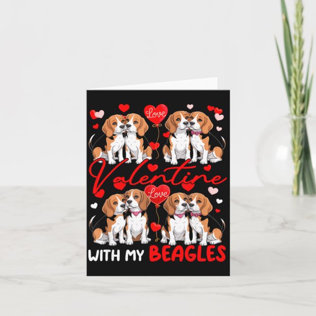 Alla hjärtans dag med mina beagles par hund kostym kort (Framsida)