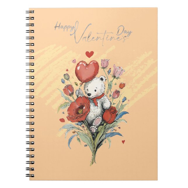 Alla hjärtans dag med rik teddybjörn anteckningsbok (Framsidan)