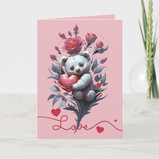 Alla hjärtans dag med rik teddybjörn helgkort (Framsida)