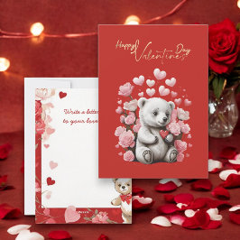 Alla hjärtans dag med rik teddybjörn julkort