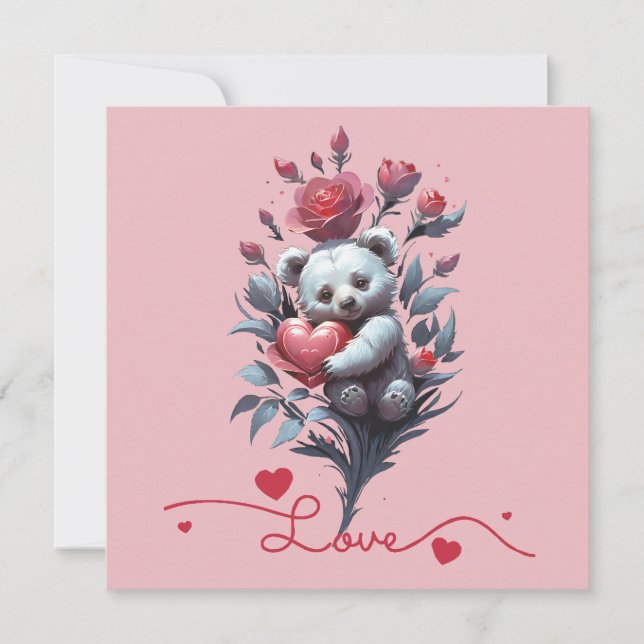 Alla hjärtans dag med rik teddybjörn julkort (Framsida)