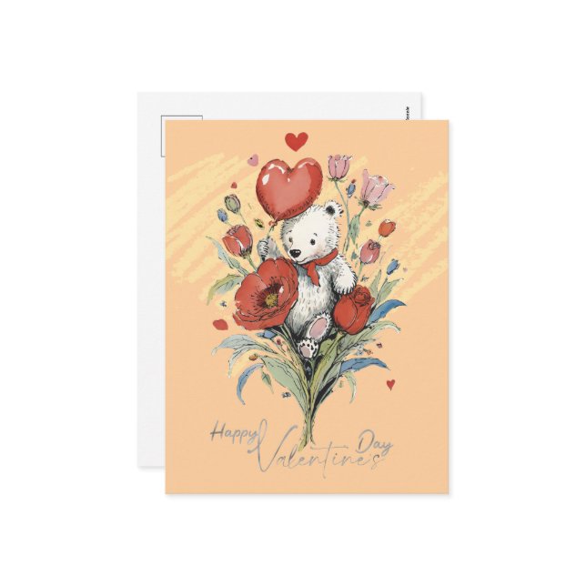 Alla hjärtans dag med Rikens Nalle Helg Vykort (Fram/Back In Situ)