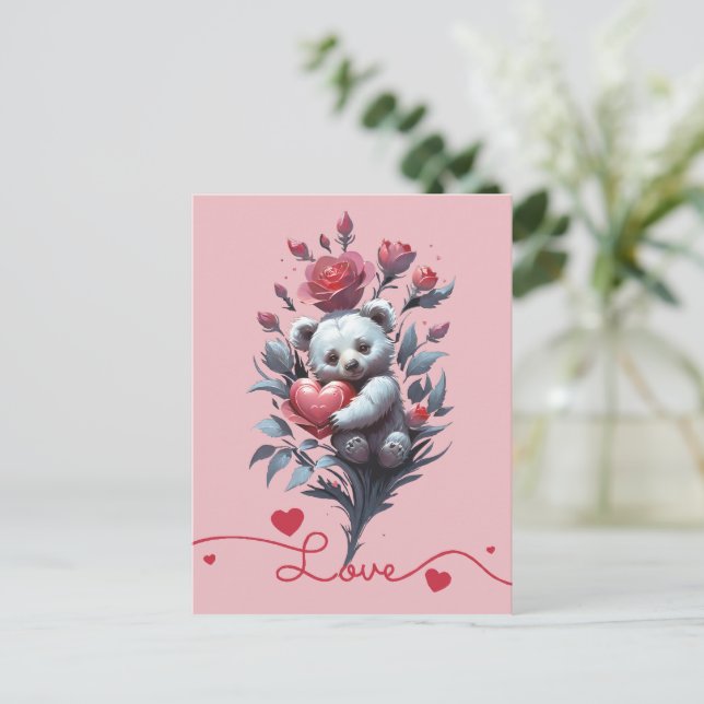 Alla hjärtans dag med Rikens Nalle Helg Vykort (Stående Fram)