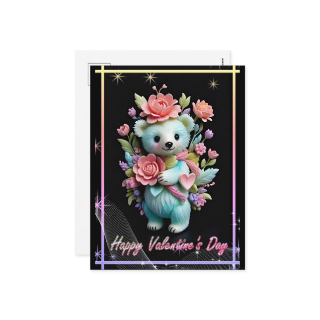 Alla hjärtans dag med Rikens Nalle Helg Vykort (Fram/Back In Situ)