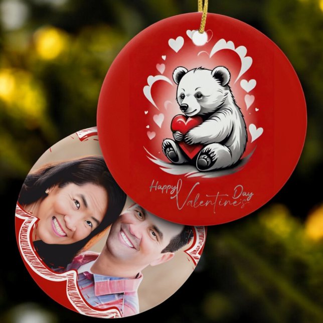 Alla hjärtans dag med Rikens Nalle Julgransprydnad Keramik (Skapare uppladdad)