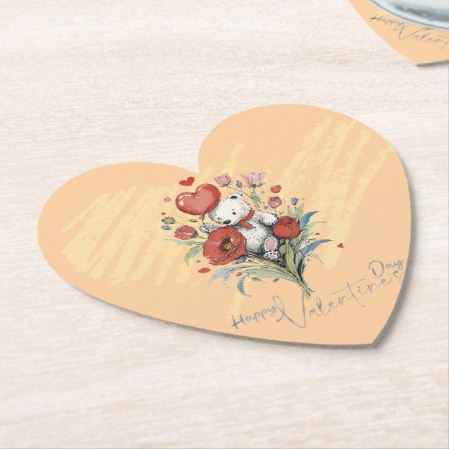 Alla hjärtans dag med Rikens Nalle Underlägg Papper (Vinklad)