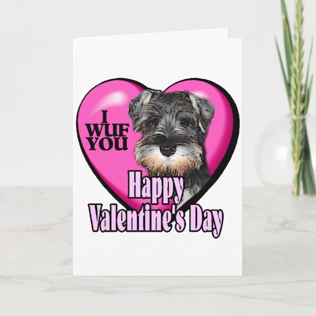 Alla hjärtans dag Miniature Schnauzer Helgkort (Framsida)