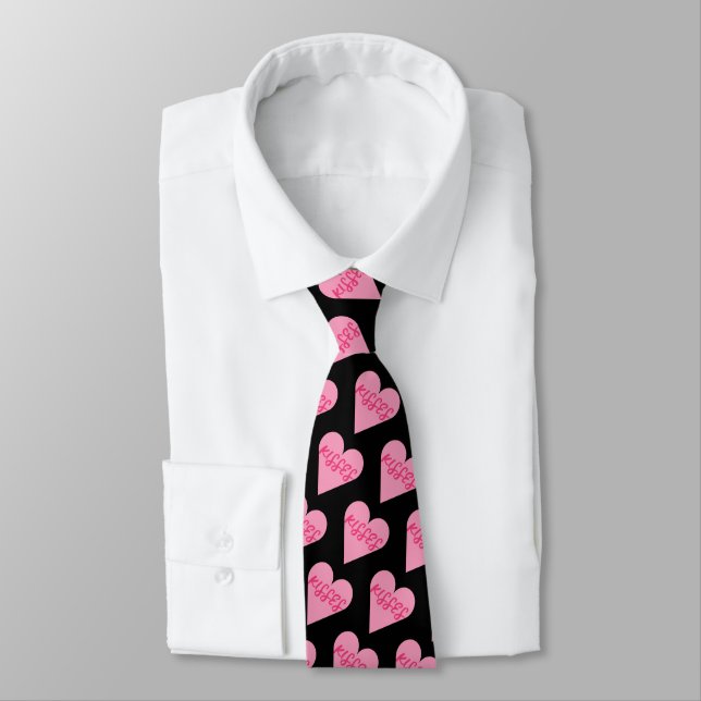 Alla hjärtans dag minimalistiska rosa kyssar godis slips (Bunden)