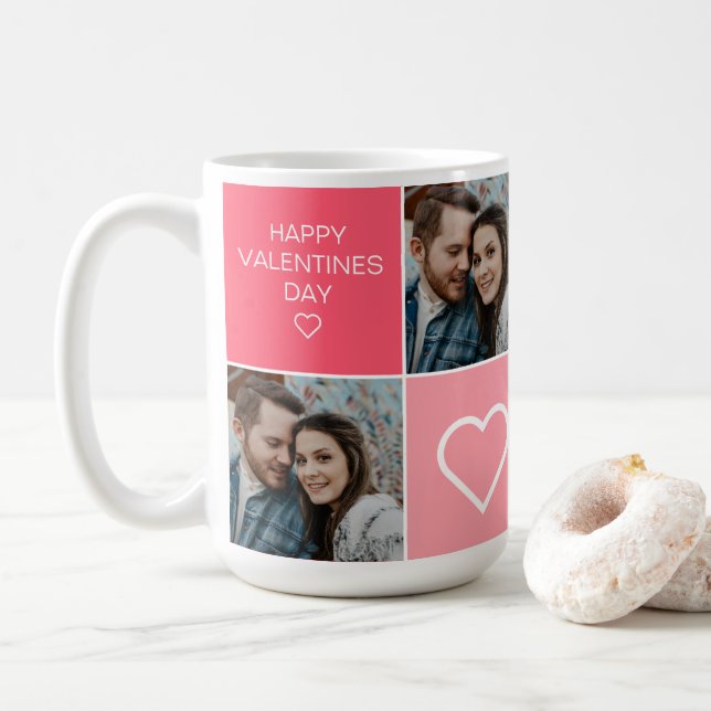 Alla hjärtans dag Modern Fyra fotokollage Sce Kaffemugg (Med munk)