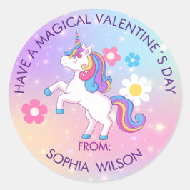 Alla hjärtans dag Modern gåva med Cute Unicorn Runt Klistermärke