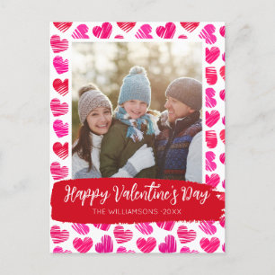 Alla hjärtans dag Modern Red Rosa Hearts Photo Helg Vykort