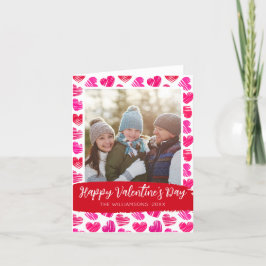 Alla hjärtans dag Modern Red Rosa Hearts Photo Helgkort