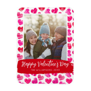 Alla hjärtans dag Modern Red Rosa Hearts Photo Magnet