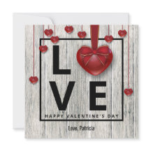 Alla hjärtans dag Modern Rustic Wood KÄRLEK Red He